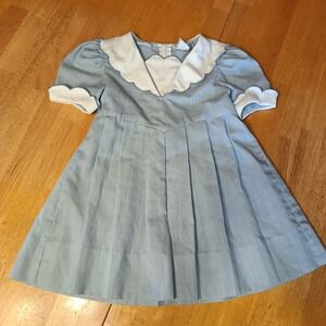 Her Majesty Vintage Girls Size 4 Blue w/‎ White Collar And Cuffs